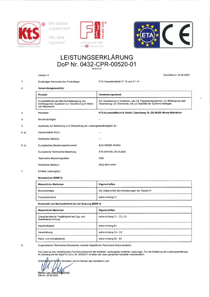 KTS K DoP-Nr.-0432-CPR-00520-01